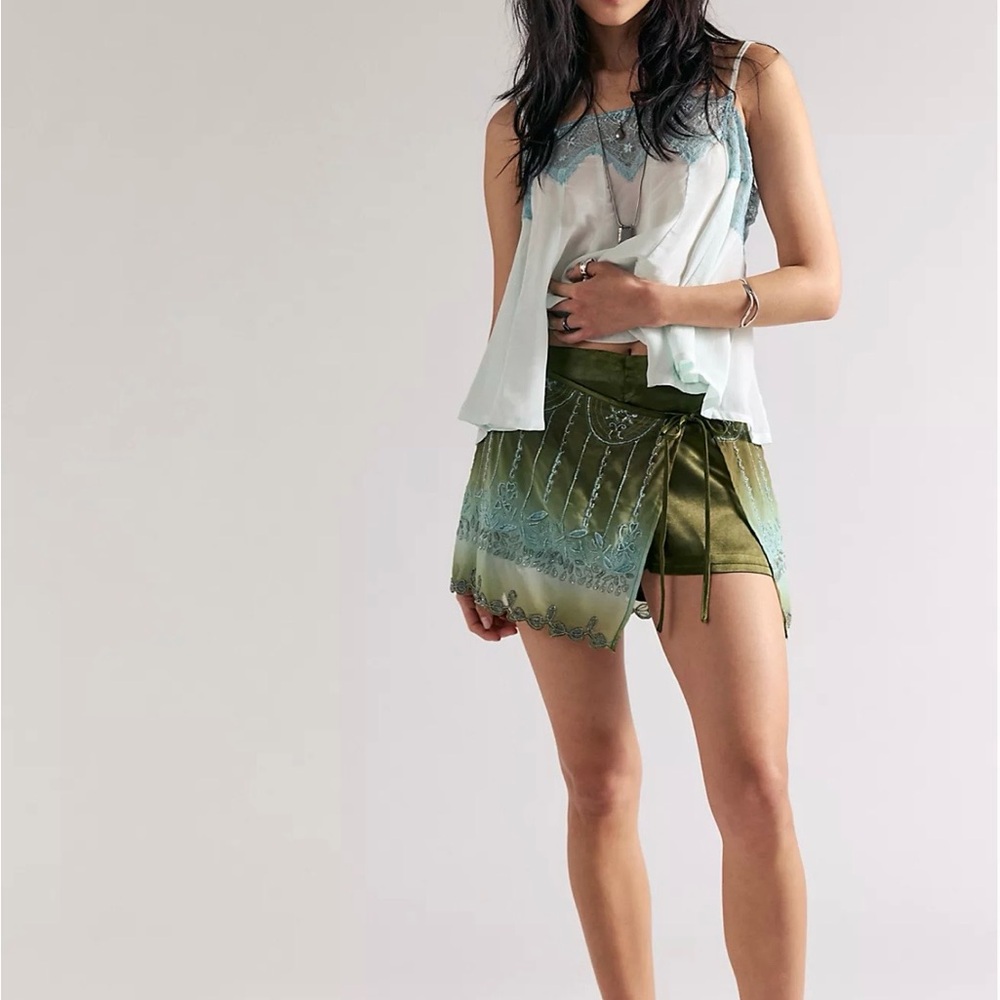 Free People Green Ombre Mini Skirt
